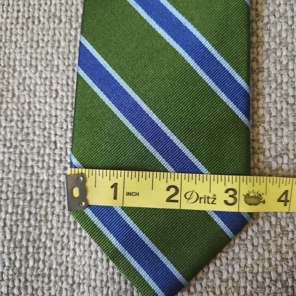Brooks Brothers Vintage Men's Silk Repp Tie Green Blue Stripe Career